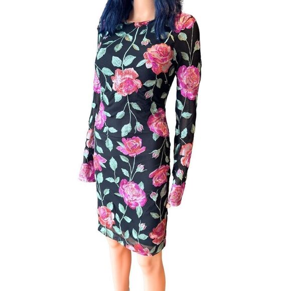 NWT Siena Floral Embroidered Mesh Bodycon Dress - Picture 6 of 10